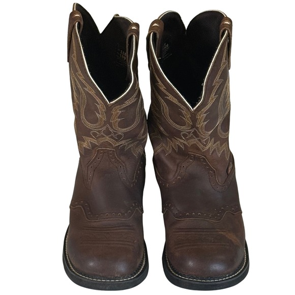 Justin Gypsy L9909 Brown Leather Western Boots Women's Sz 11B Round Toe 9" Shaft - Picture 2 of 11